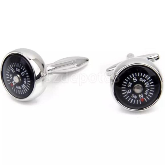 French Shirt Real Working Compass Cuff Links - Picture 4 of 8